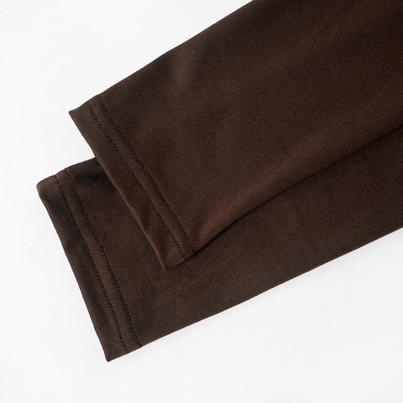 Contrast color one shoulder long sleeve T-shirt