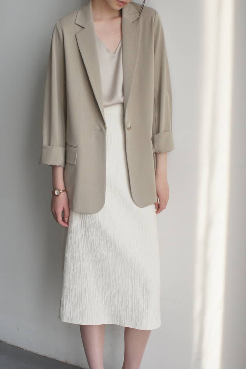 High Waist Back Slit Vertical Stripe Pleated Skirt