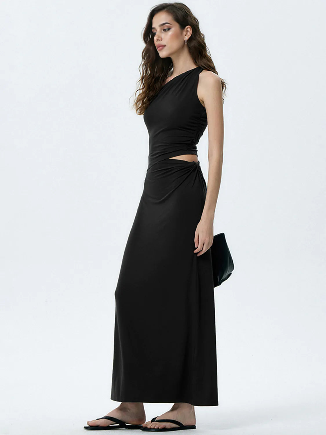 slim fit dress slacks Slant Neck Shift Dress IFAUN Black / S