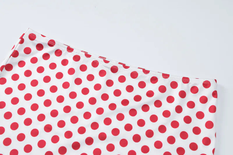 Printed Polka Dot Sleeve Top Hip Slim Skirt Set