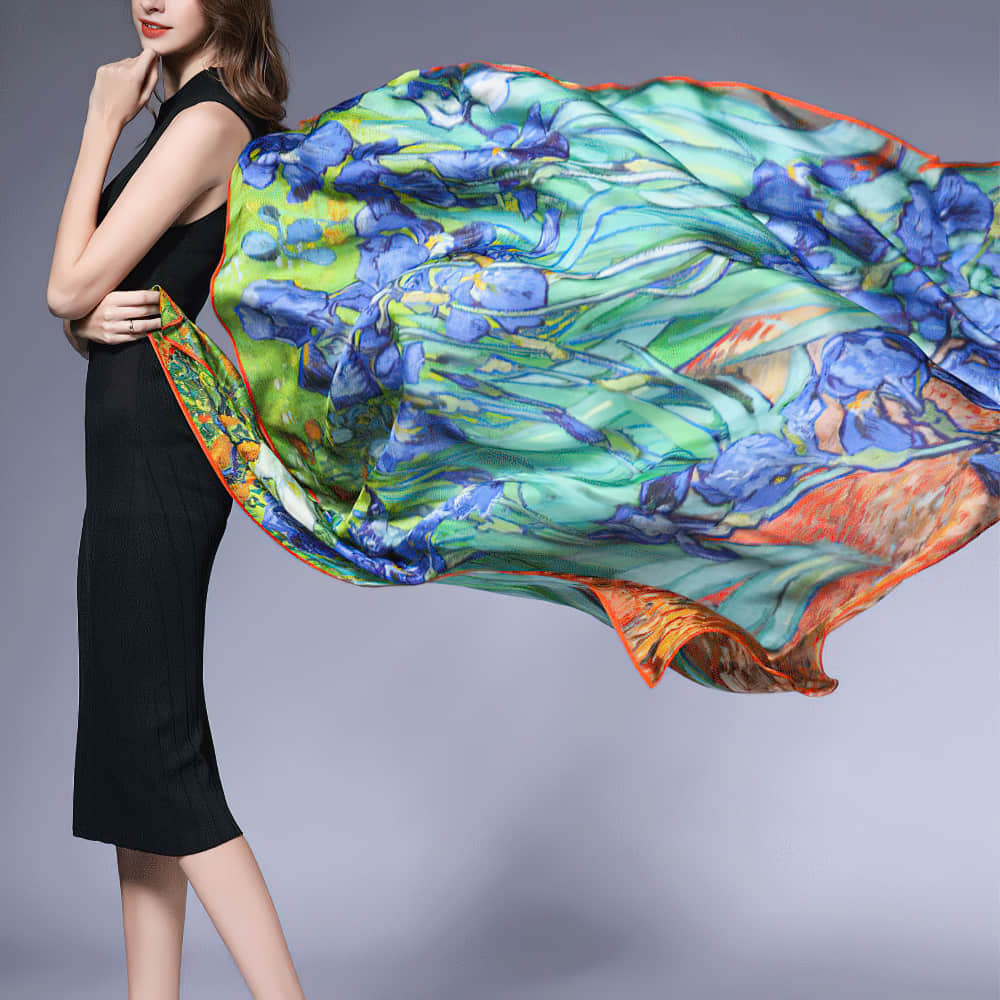 Fashion Women Shawl Print Silk Scarf | IFAUN