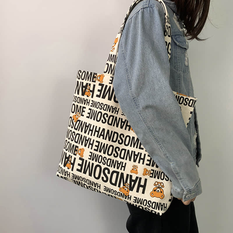 Large capacity canvas bag, letter tote bag | IFAUN