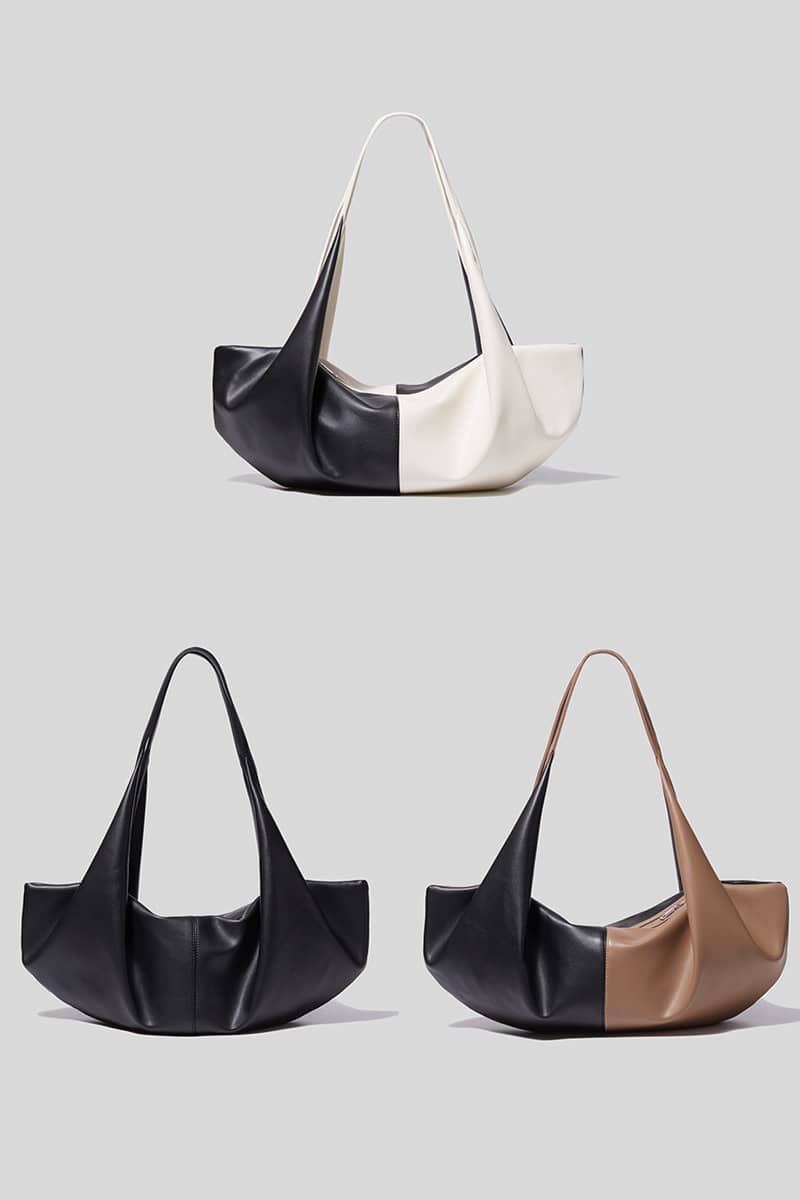 Contrasting PU Tote Bag