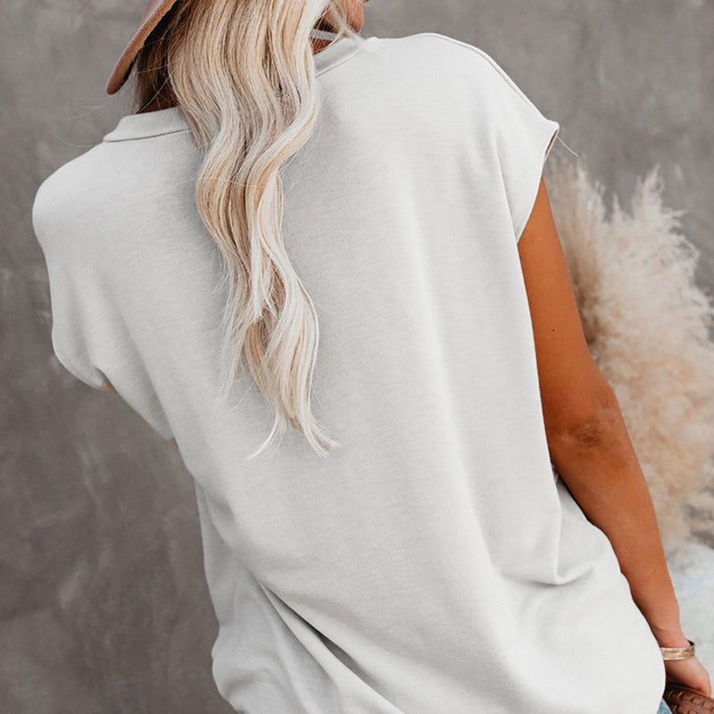 Pure color simple pullover short sleeve T-shirt | IFAUN