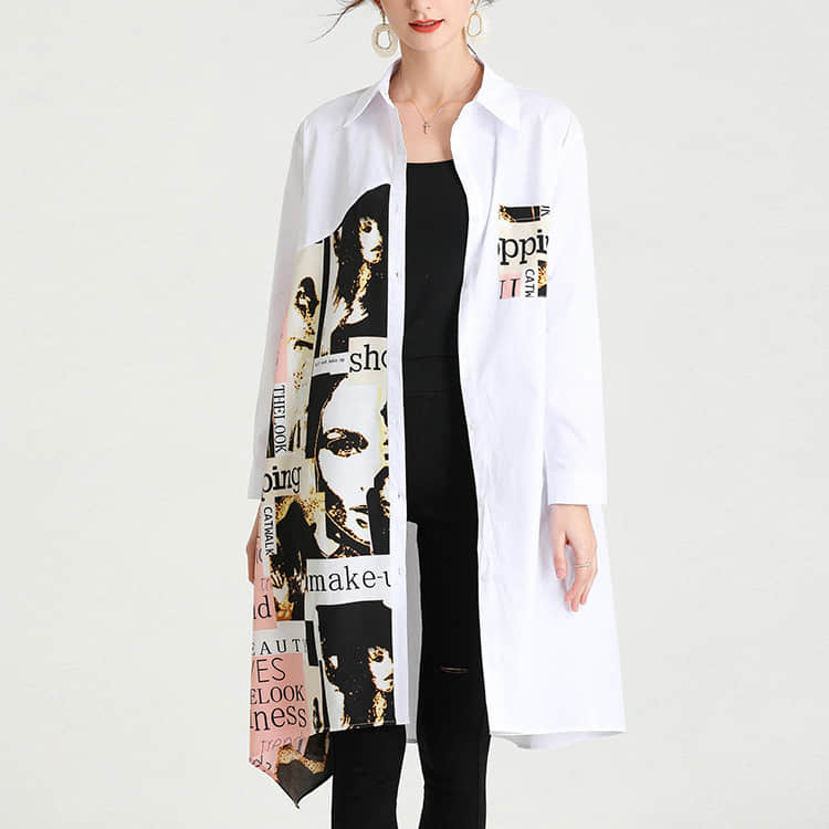 Women's plus size mid-length shirt | IFAUN