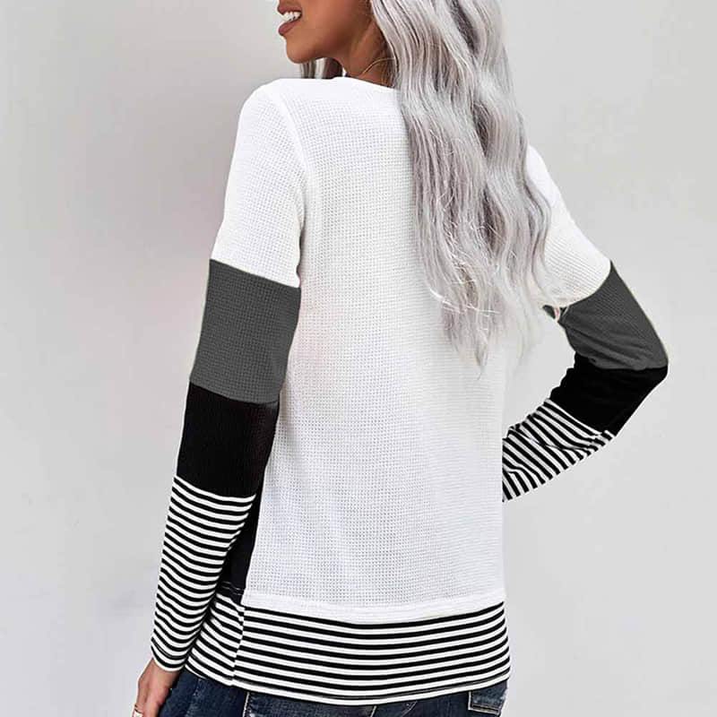 stitching long-sleeved top casual T-shirt | IFAUN