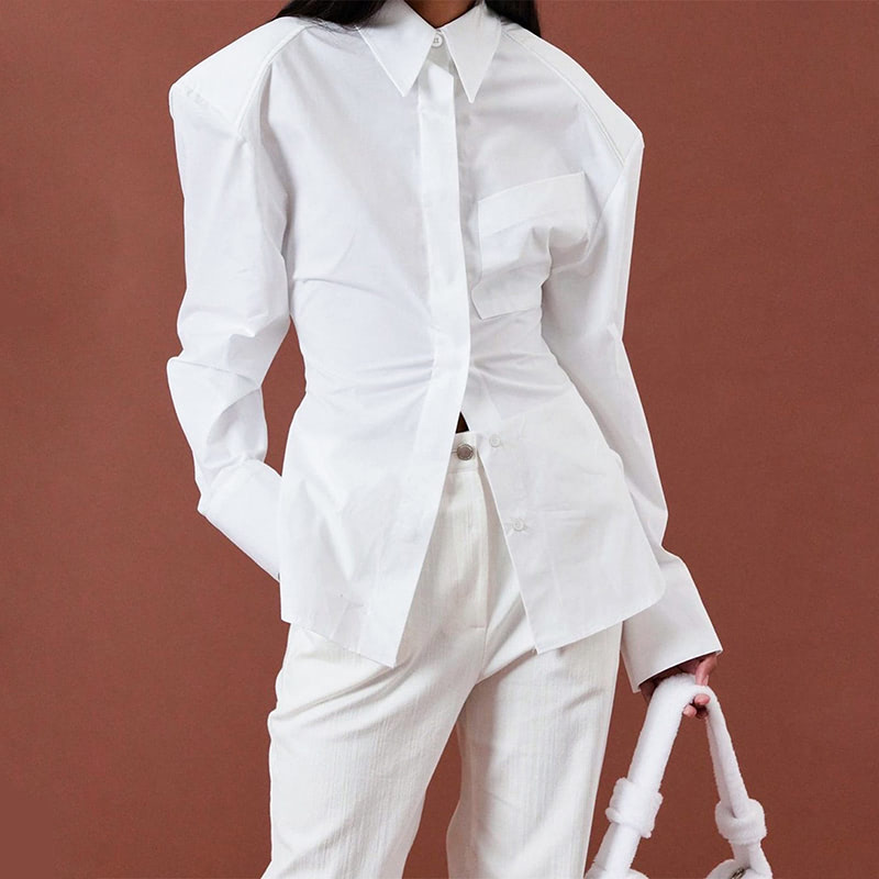 Women's Backless Shirt with Shoulder Pads