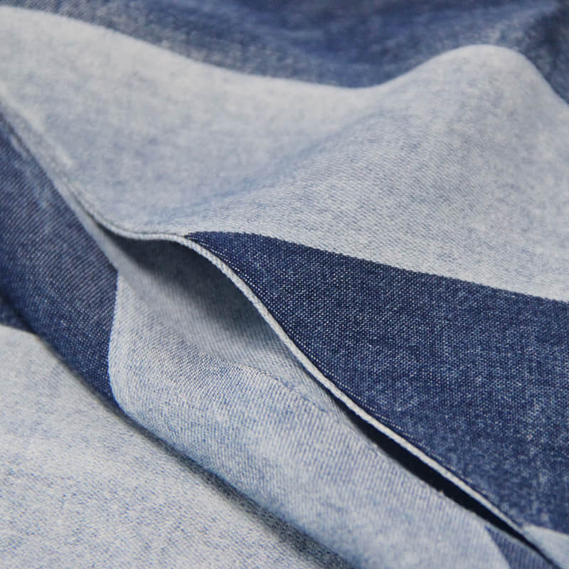 One-line neck camisole big swing skirt denim striped dress | IFAUN