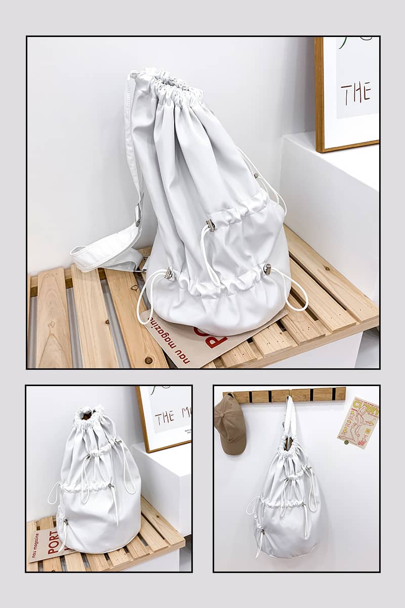Nylon Drawstring Bucket Bag Crossbody Bag