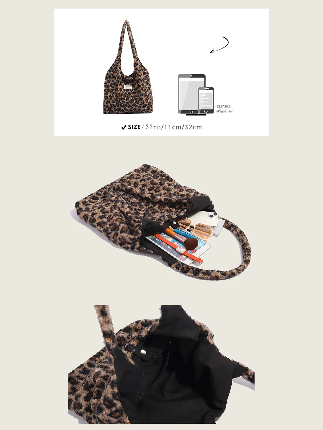 Large-capacity One-Shoulder Plush Tote Bag