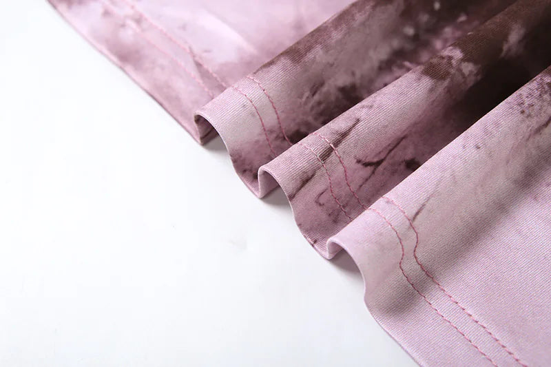 Sleeveless splicing backless printed lace short tank top