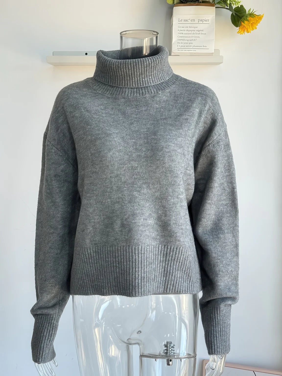 Women's Lazy Style Turtleneck Knit Sweater