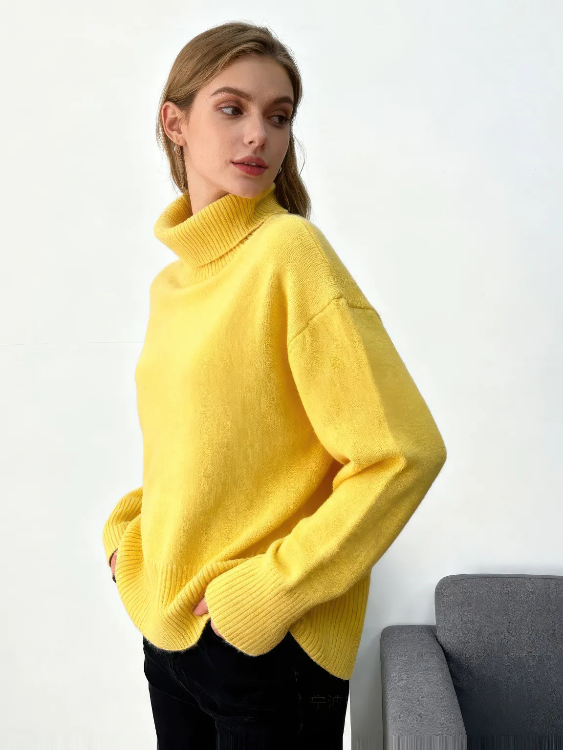 Women's Lazy Style Turtleneck Knit Sweater
