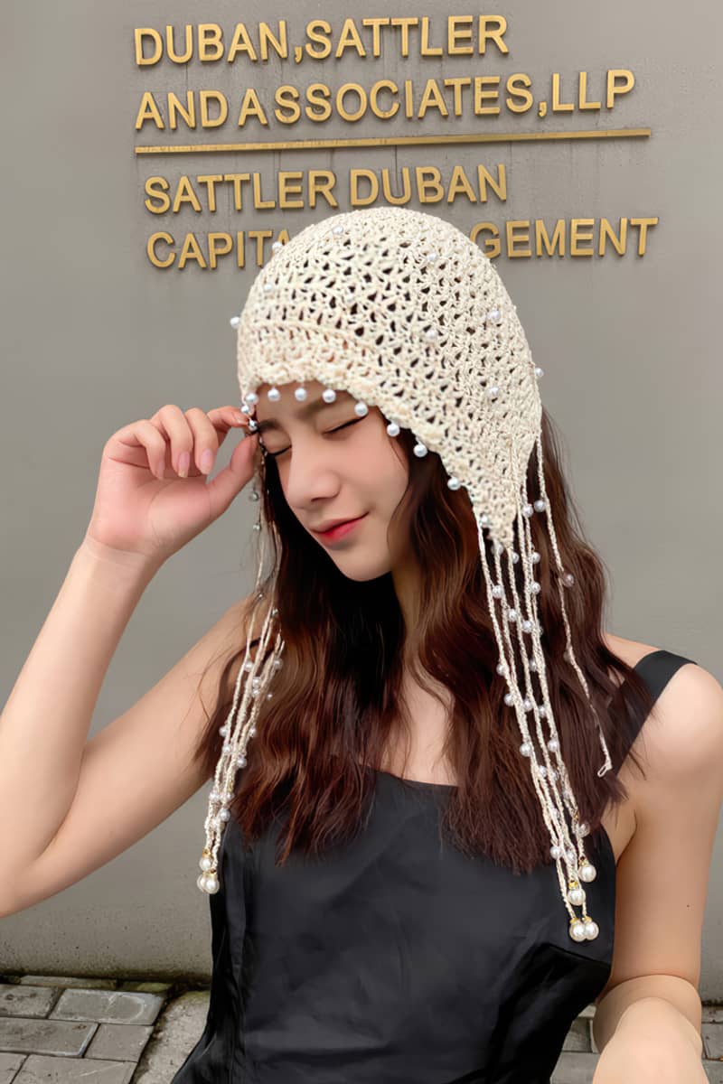 Handmade pearl tassel hollow cap