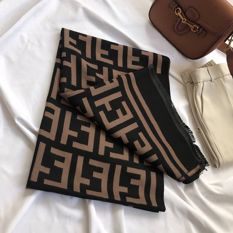 Double-sided ET imitation cashmere scarf letter warm shawl - L180cm