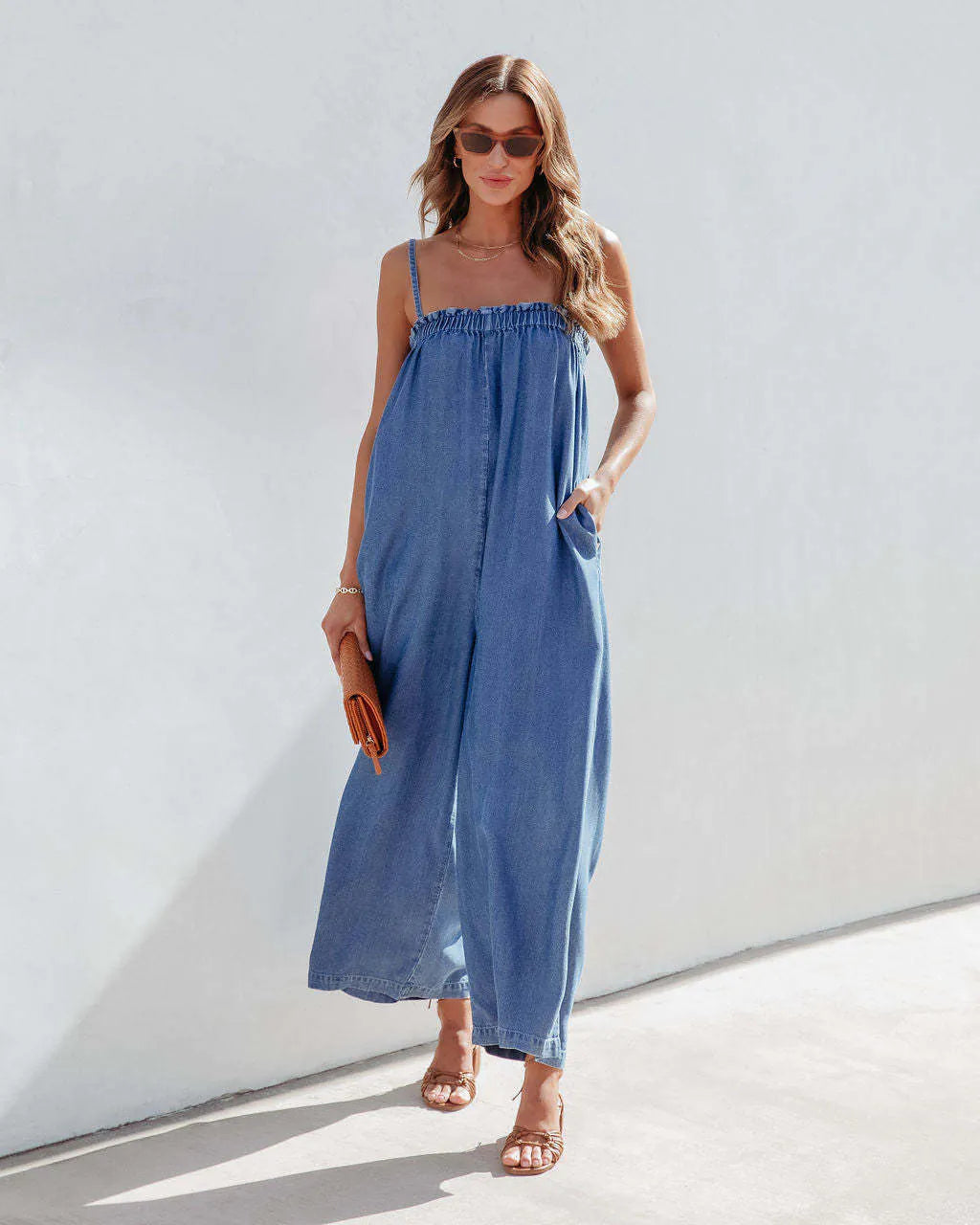 Women's Suspender Wide-leg Jumpsuit