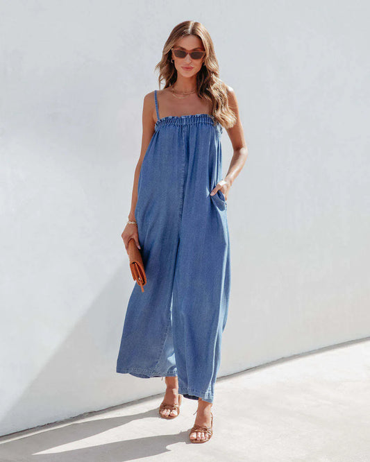 Women's Suspender Wide-leg Jumpsuit