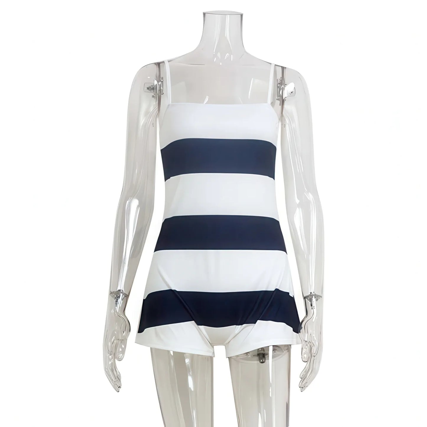 Sleeveless Suspender Striped Romper