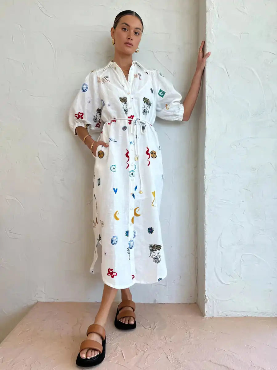 Printed cardigan dress