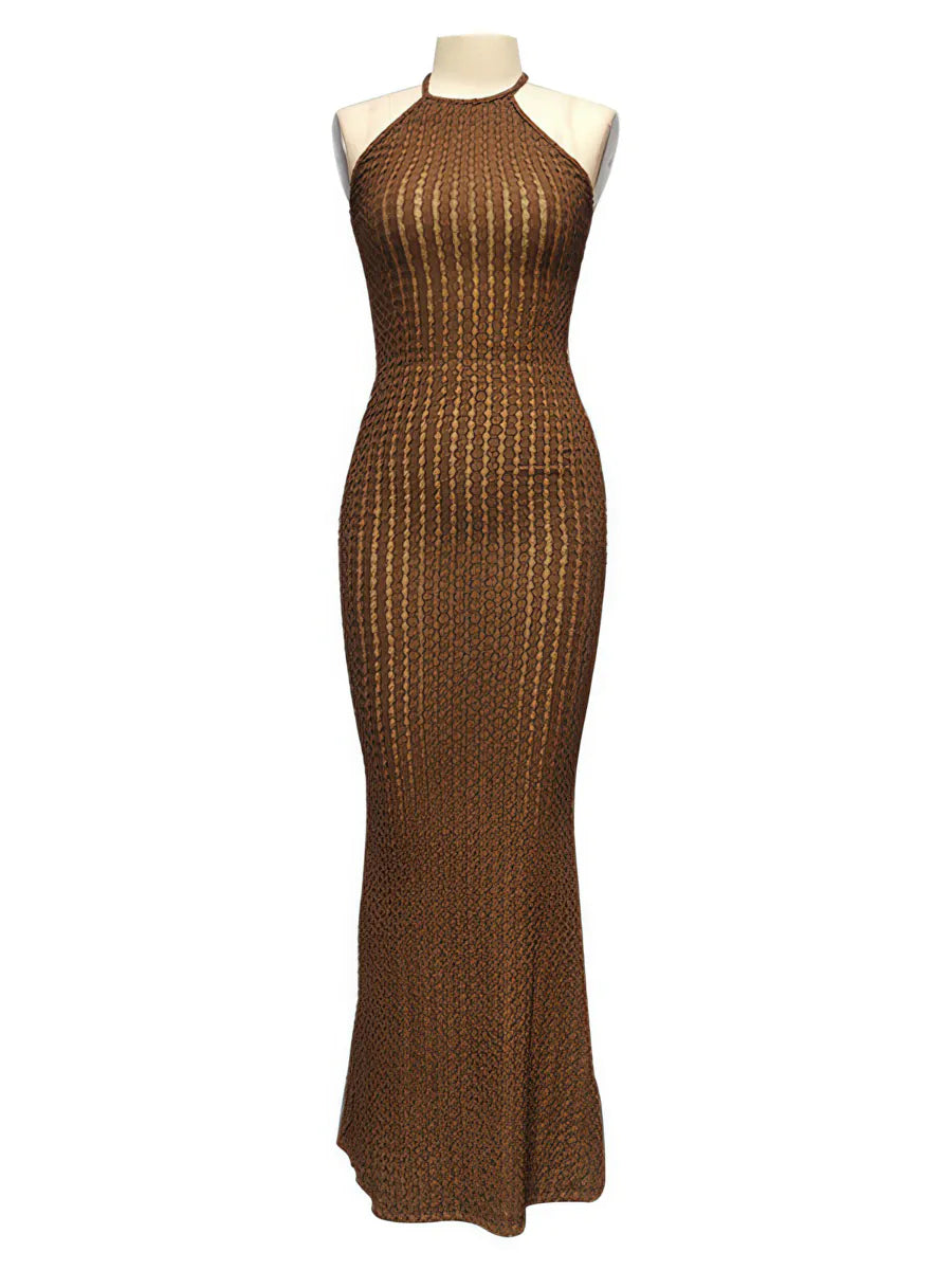 Halter Neck Knit Sleeveless Backless Dress