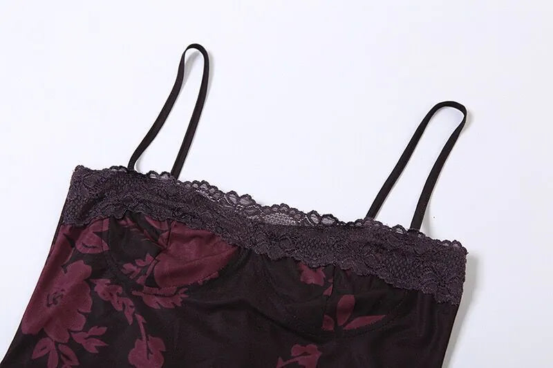 Sling Lace Slim Printed Lace Dress