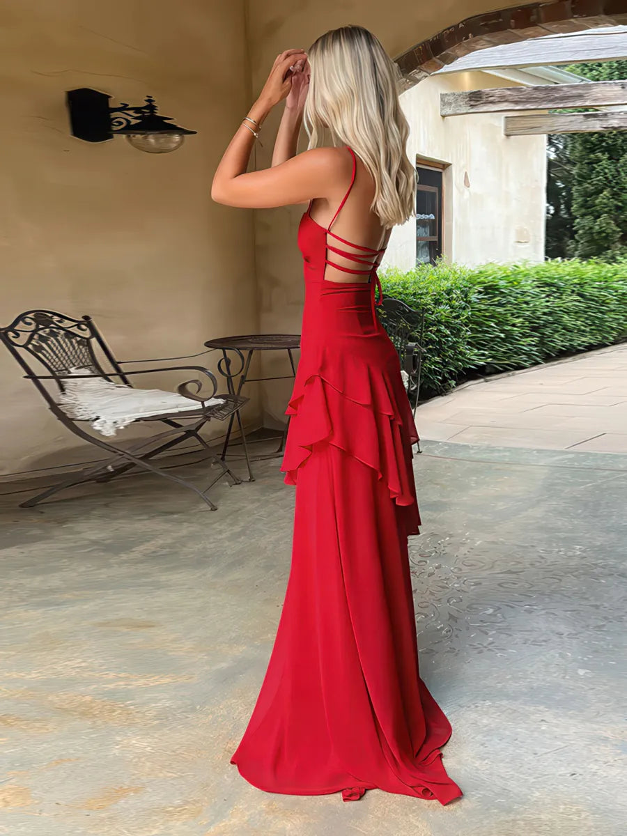 red backless suspender dress IFAUN red backless suspender dress IFAUN
