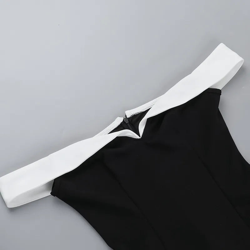 One-shoulder contrast short dress