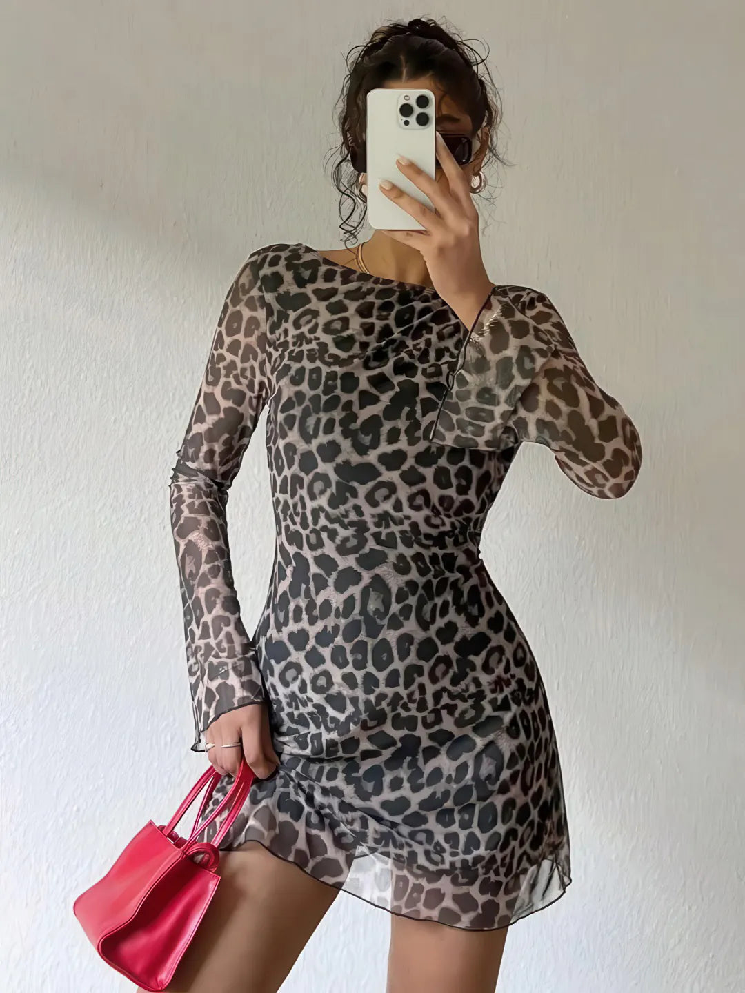 Printed Leopard Print Backless Dress