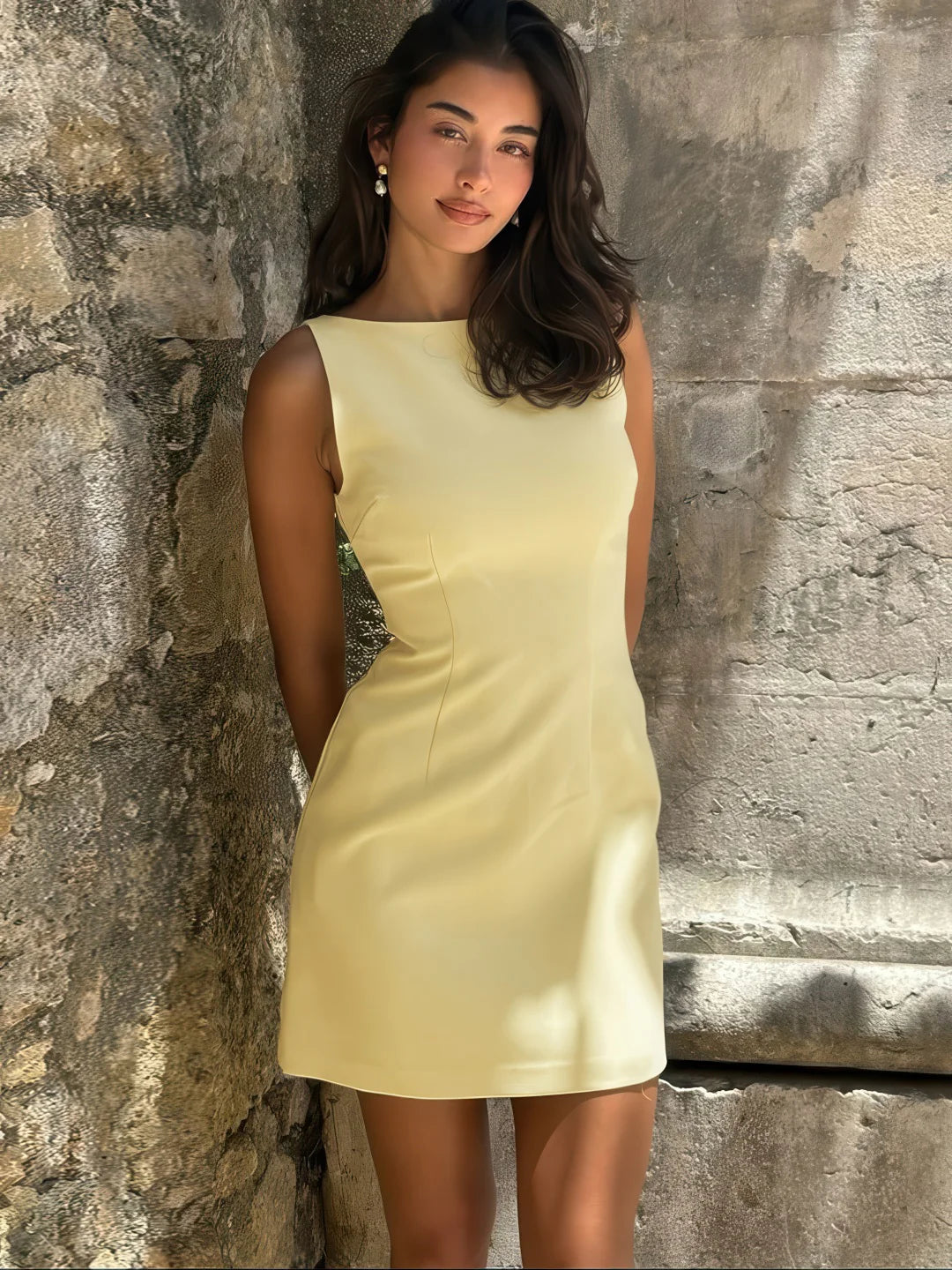 Sleeveless Back Zipper Short Slim Dress