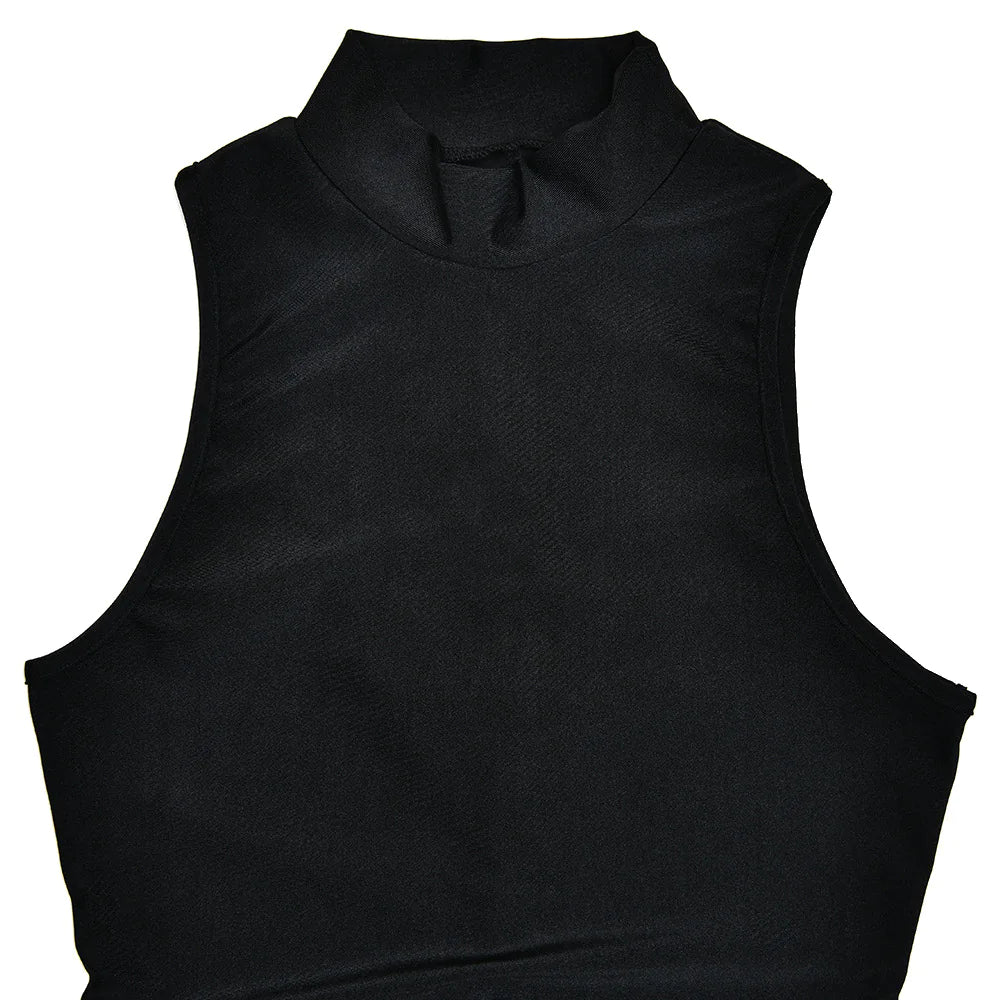Black sleeveless top on a white background #Color_Black