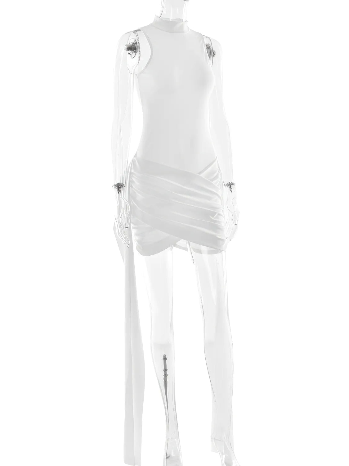 White sleeveless top and pants set on a white background #Color_White