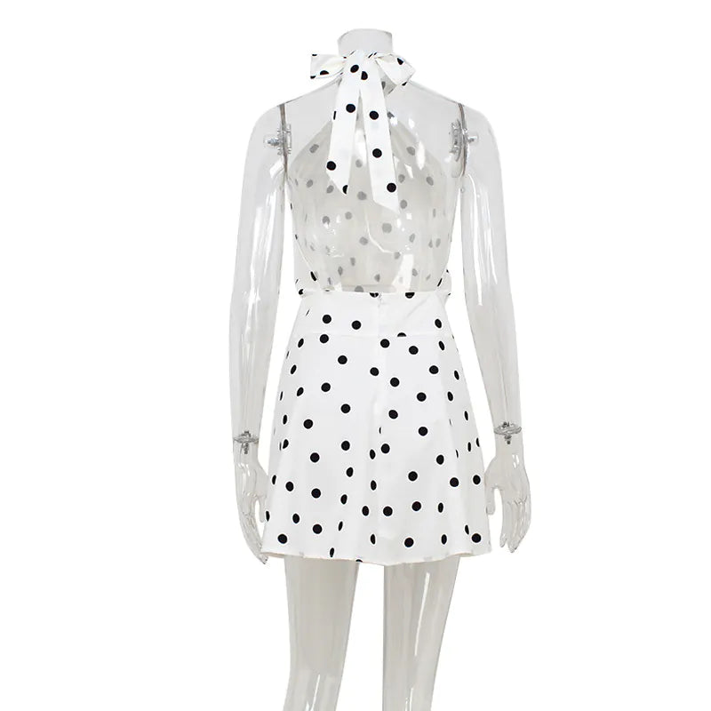 Polka Dot Halter Neck A-Line Dress