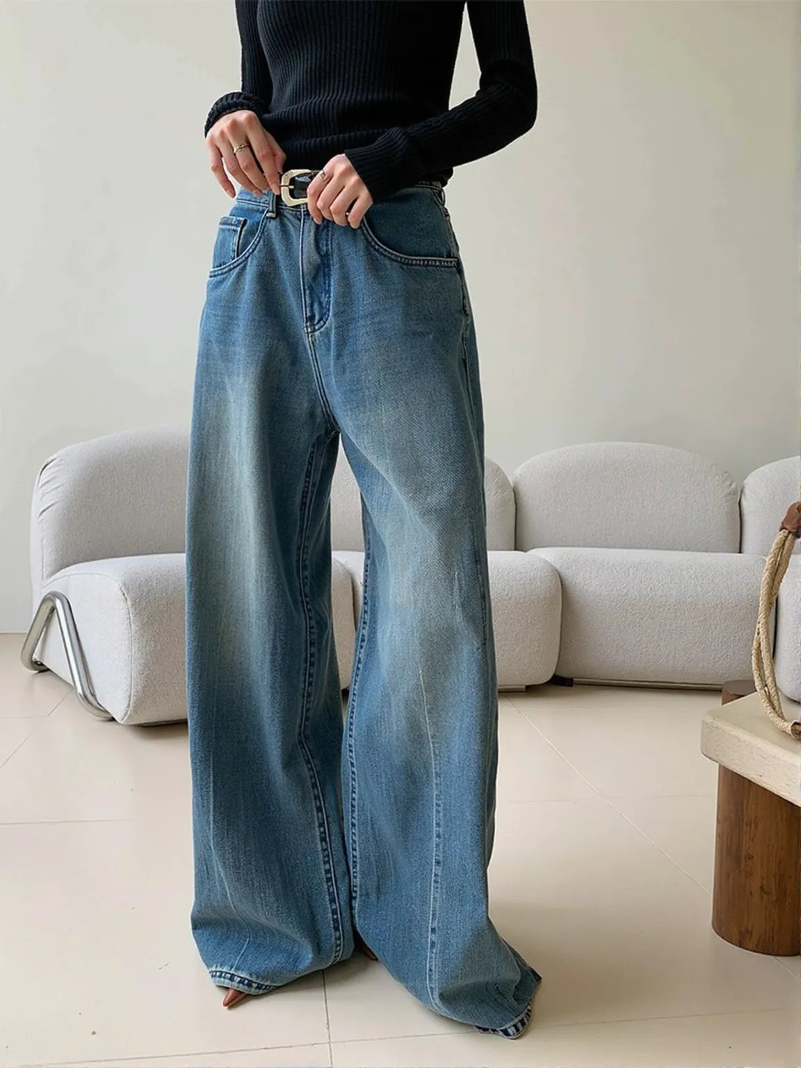 Unique Trendy Loose Wide-Leg Jeans for Women