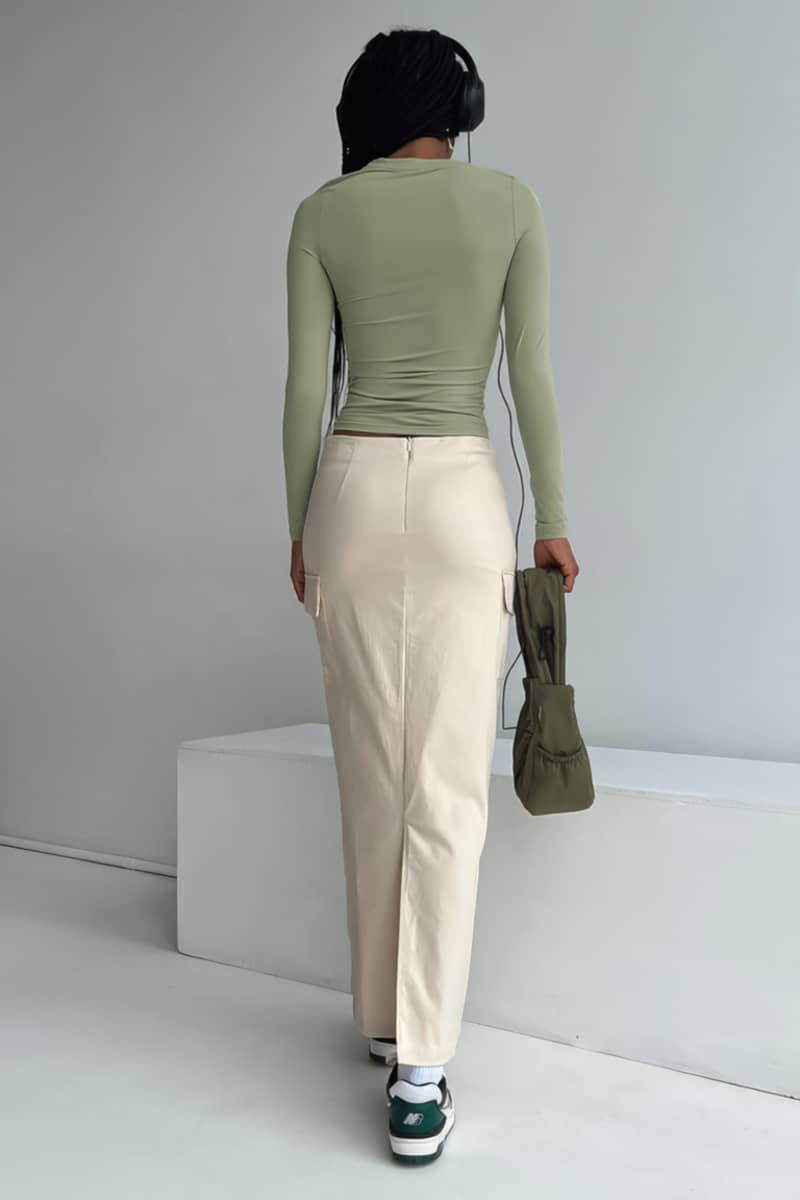 High-waisted Slimming Straight Cotton Skirt