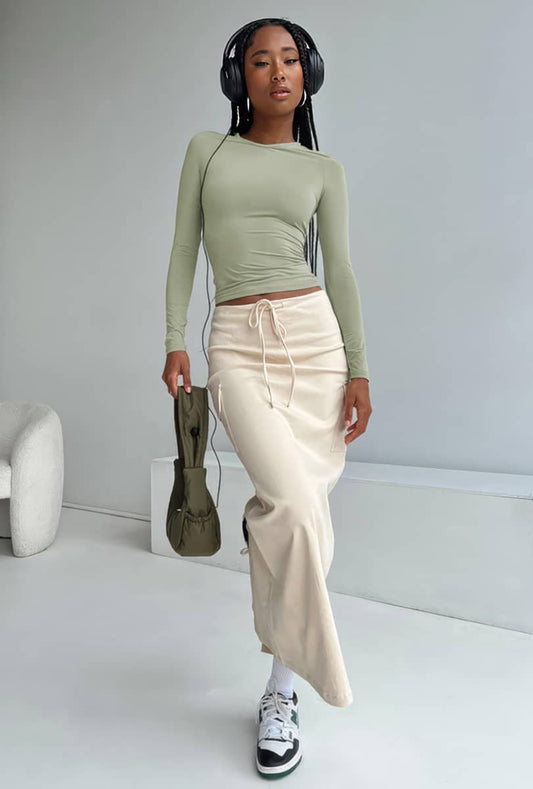 High-waisted Slimming Straight Cotton Skirt