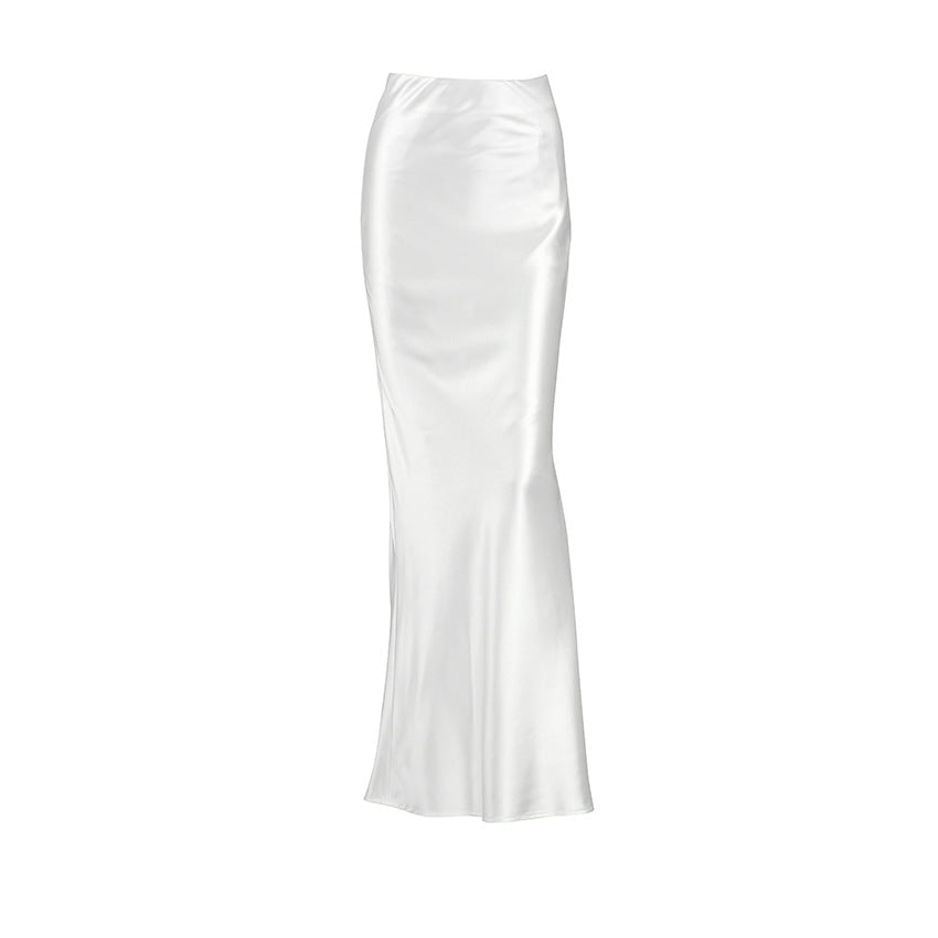 Satin slim fit fishtail skirt