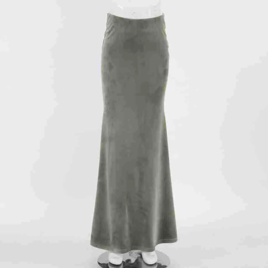 Suede Fishtail Long Skirt