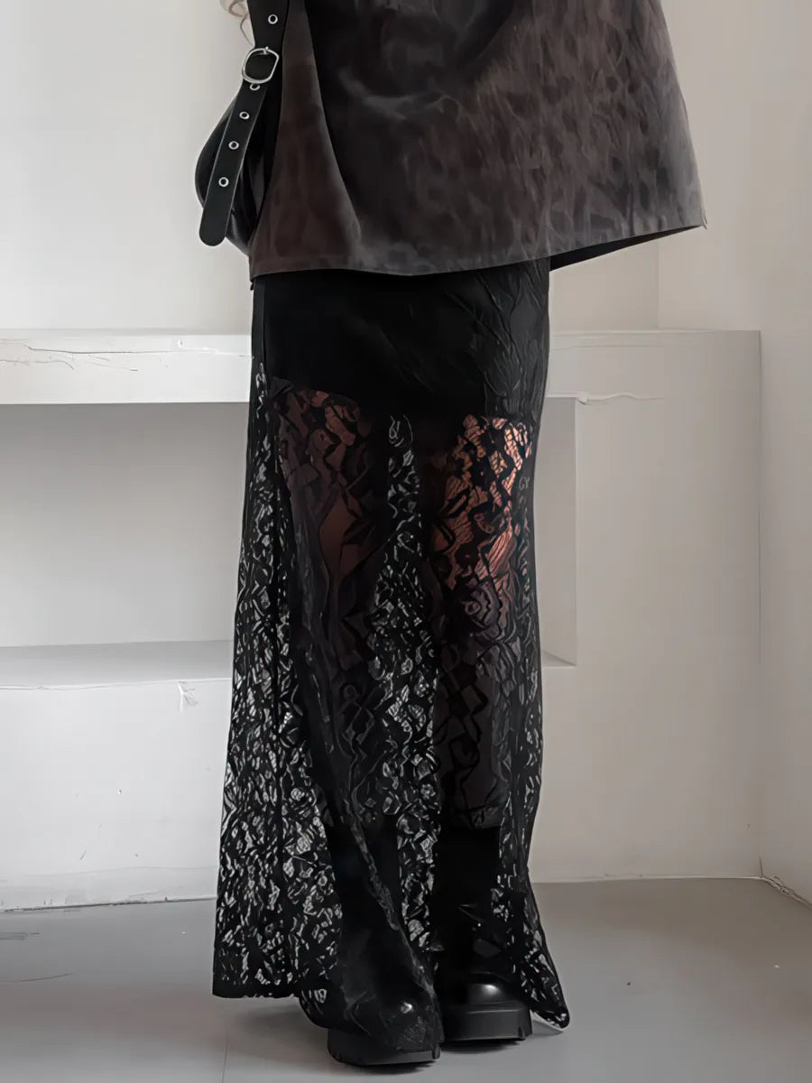 Black Lace See-through Skirt