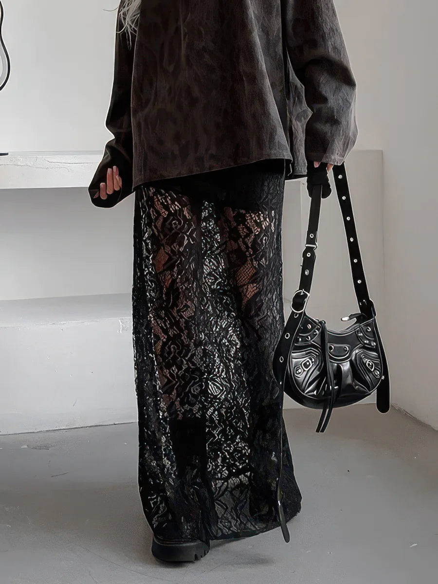 Black Lace See-through Skirt