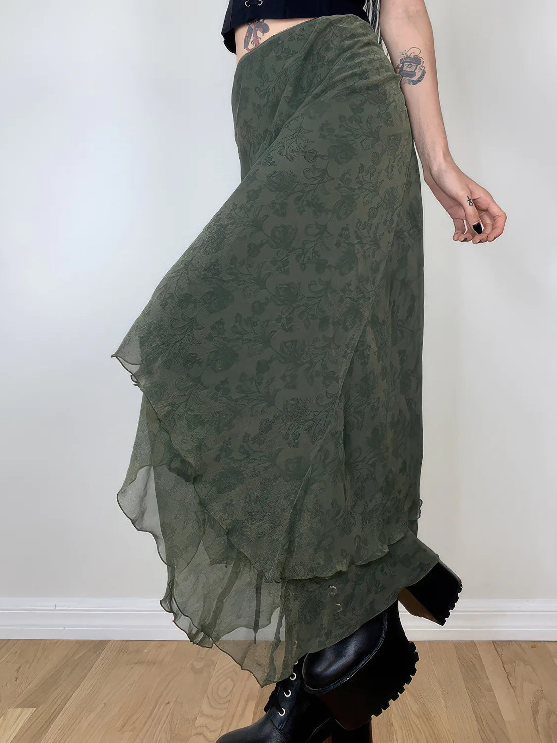 Chiffon Irregular Print Skirt