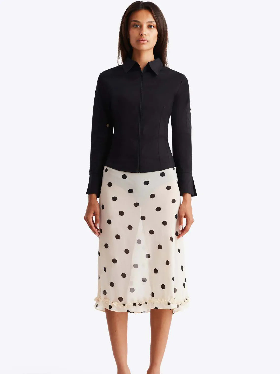 High-Waisted Polka Dot Skirt