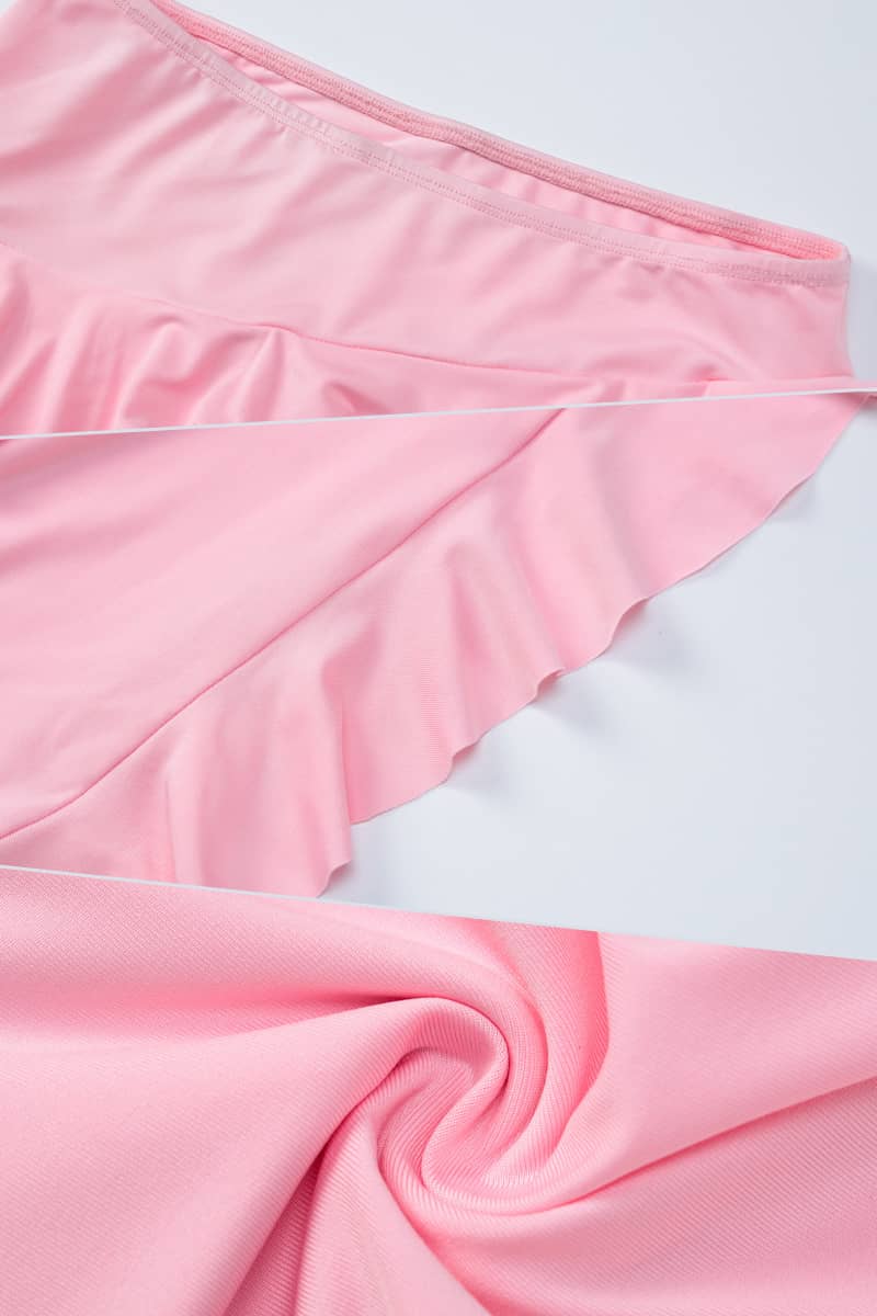 Two-piece U-neck ruffled top and skirt