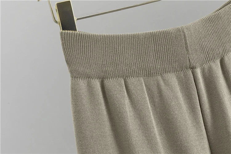 Knitted sleeveless vest sweater cardigan pants three-piece set