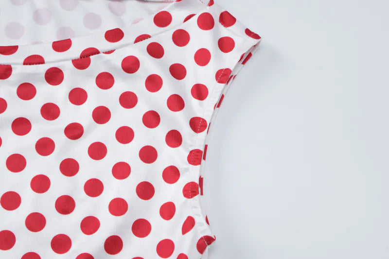 Printed Polka Dot Sleeve Top Hip Slim Skirt Set