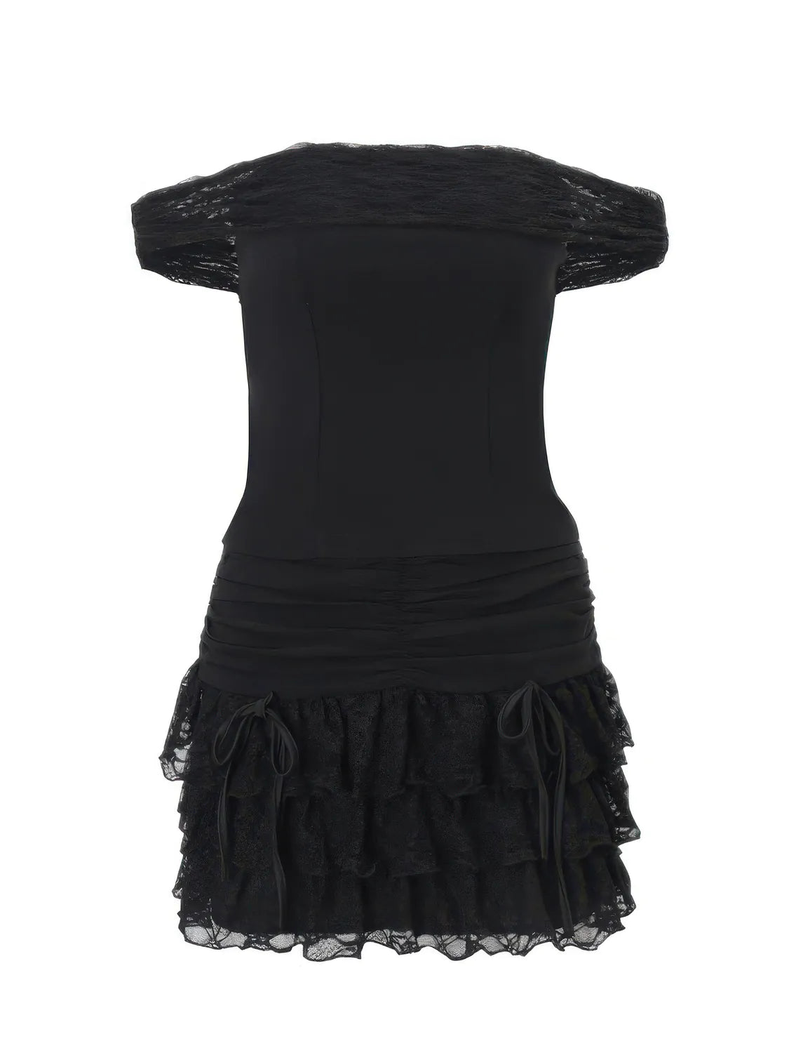 Off-the-shoulder tube top and ruffled skirt set