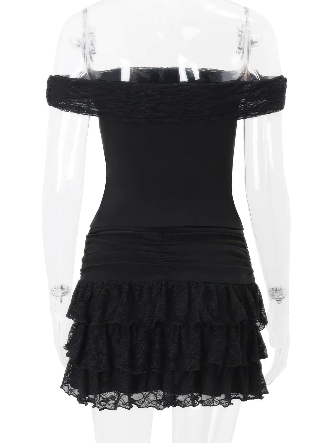 Off-the-shoulder tube top and ruffled skirt set