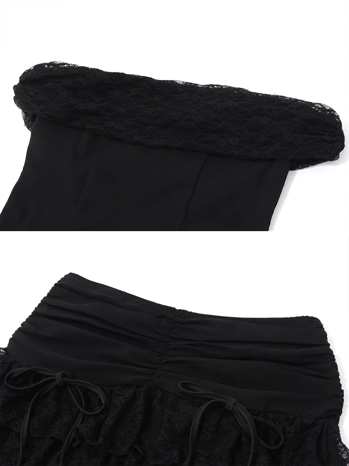 Off-the-shoulder tube top and ruffled skirt set