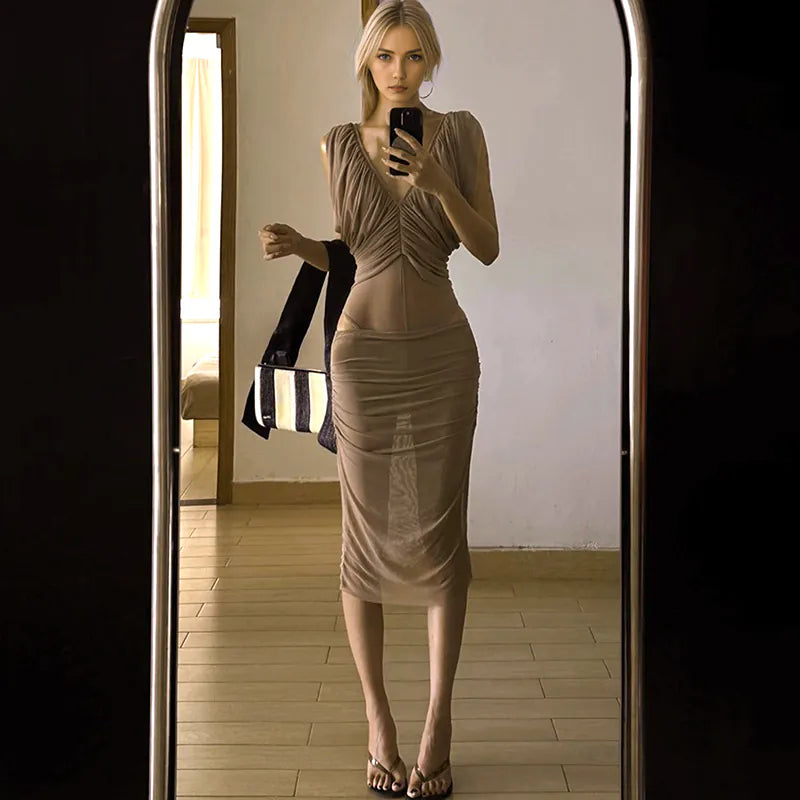 Chiffon Shirred Miniskirt Set