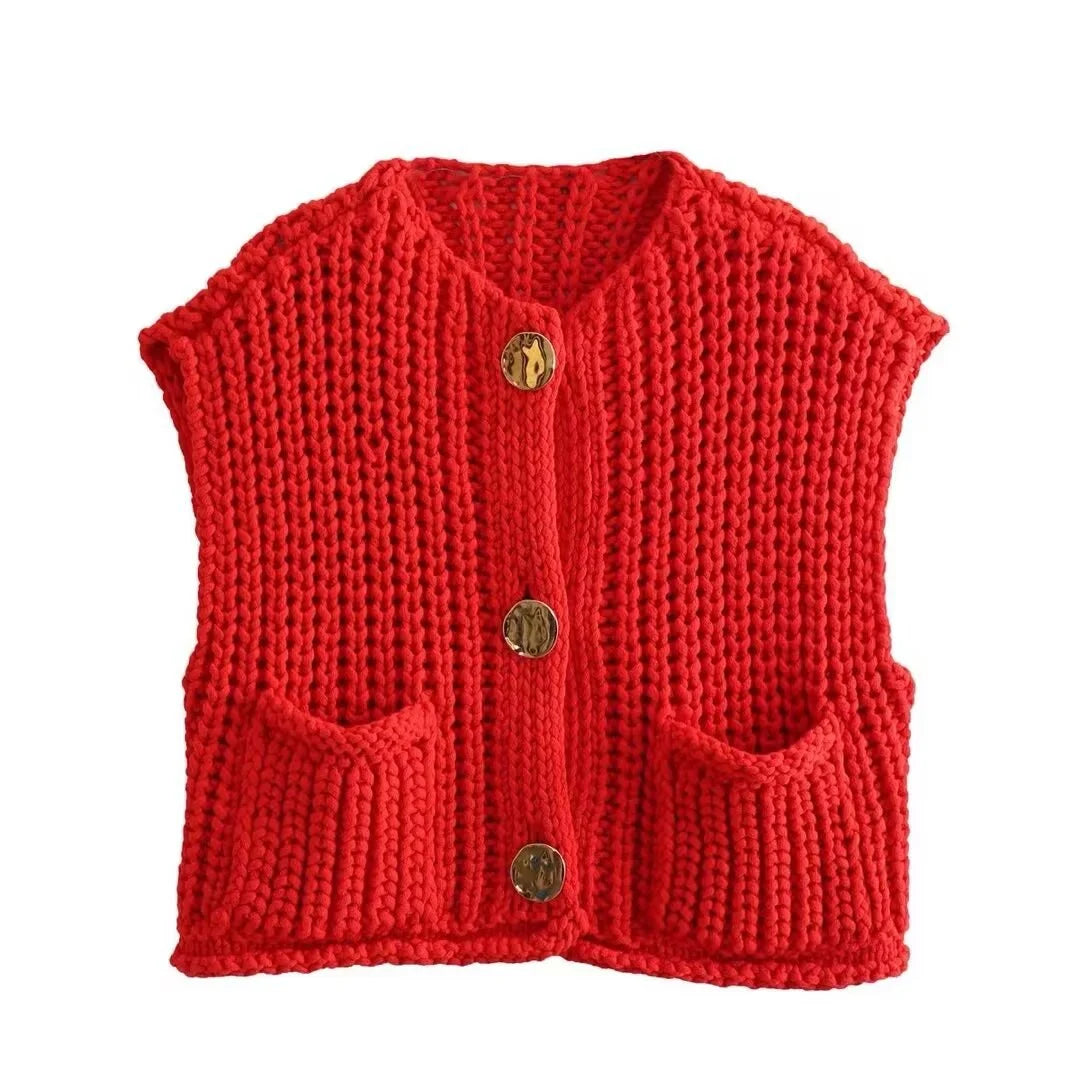 Sleeveless Short Knit Cardigan for Women