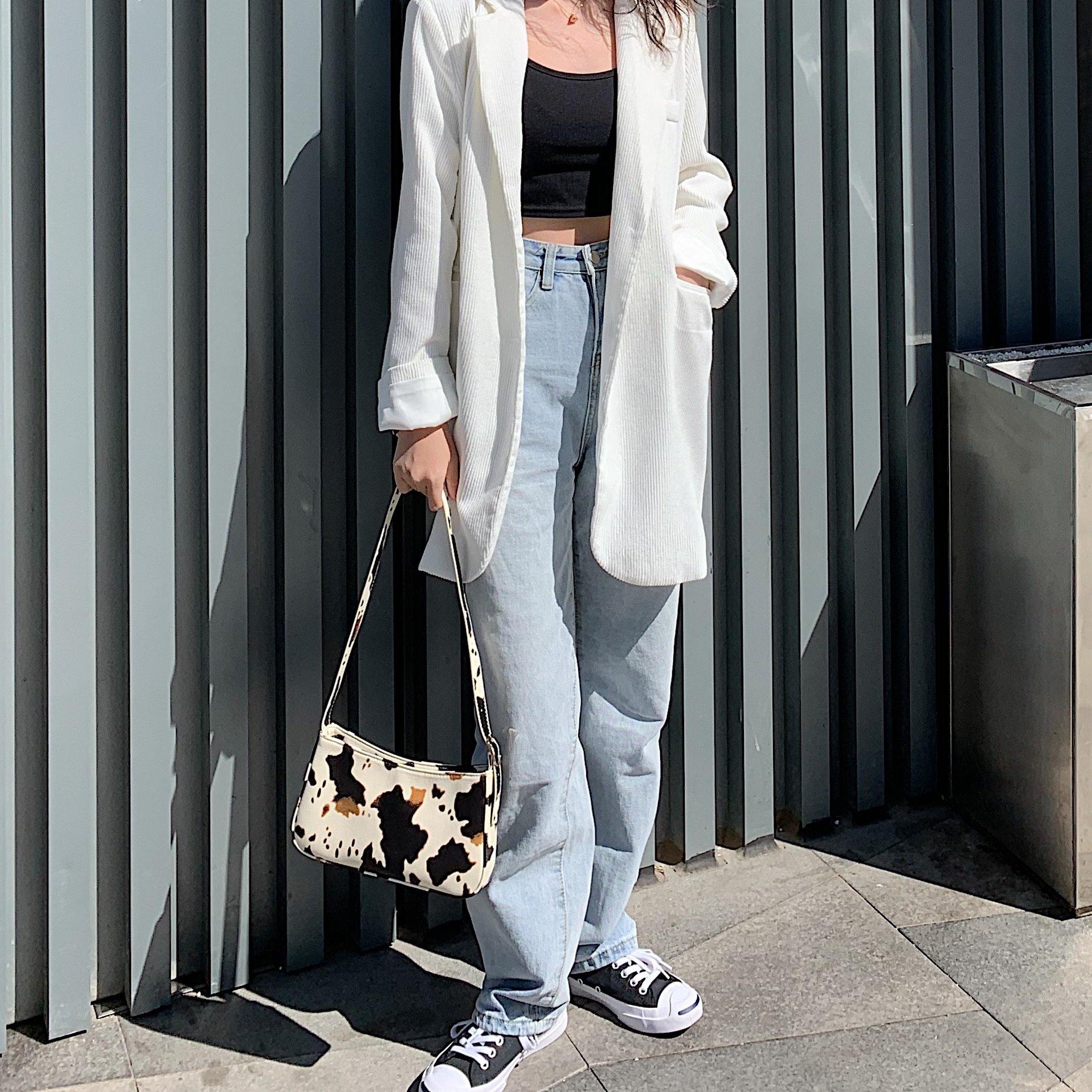 cow spot pattern shoulder bag  | IFAUN